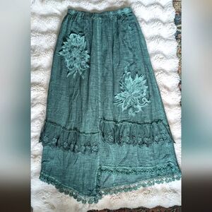 Pretty Angel Boho Fairy Rosette And Lace Maxi Skirt